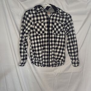 Wonder nation plaid lightweight zip front jacket